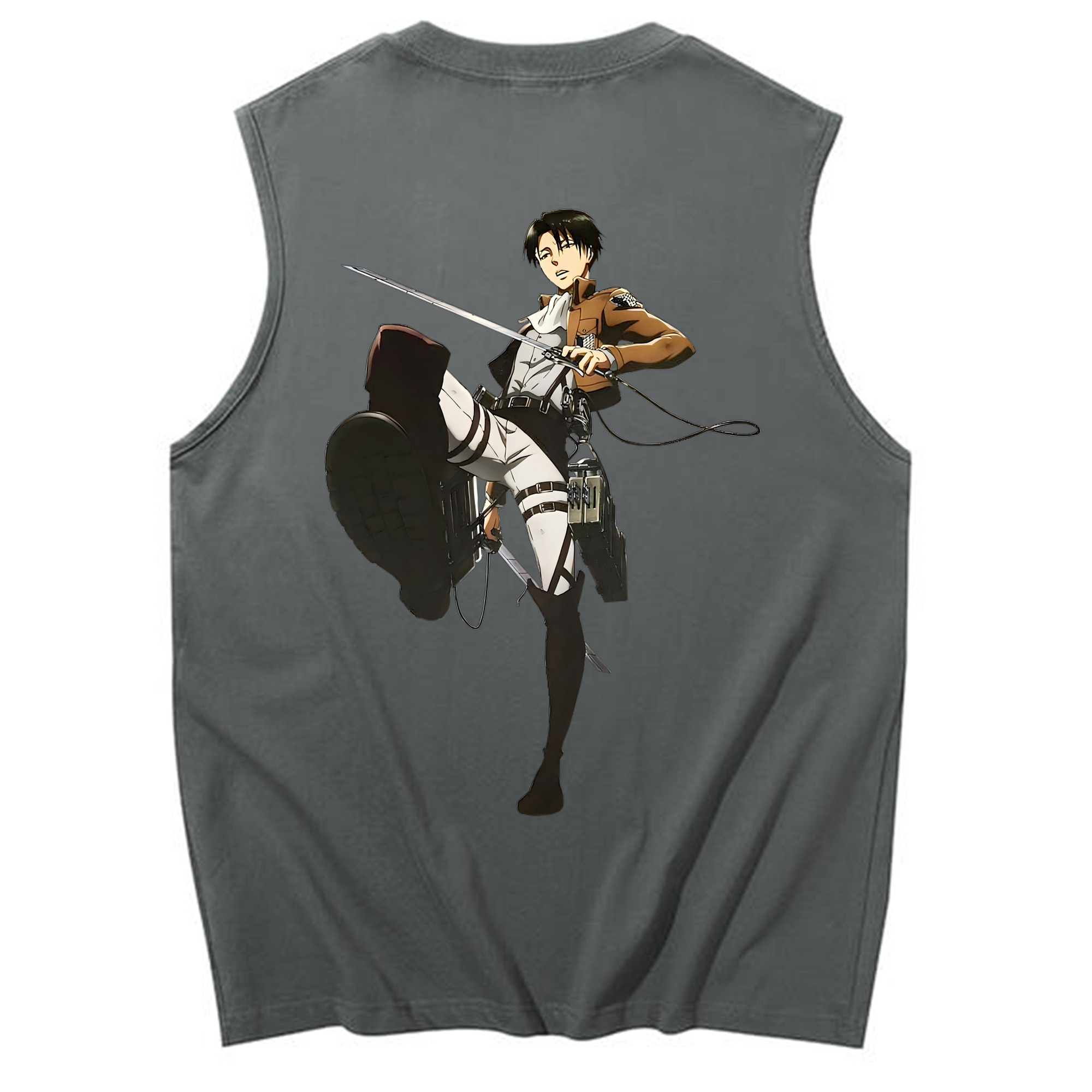 （画像用） 進撃の巨人 リヴァイ·アッカーマン Attack on Titan Levi Ackerman コットン100％タンクトップ（背面プリント）